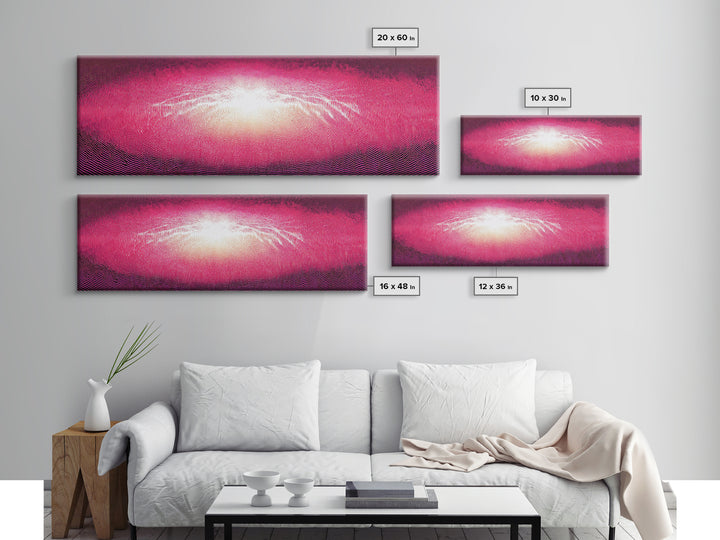 Pink Radiant Wave Field Canvas Print, Bright Abstract Wall Art, Modern Digital Art Poster, Girly Maximalist Bedroom Decor