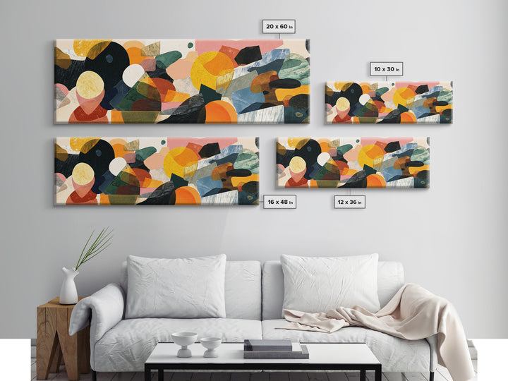Vibrant Retro Geometric Shapes Wall Art, Midcentury Modern Abstract Print, Colorful MCM Decor, Bold Living Room Poster Gift