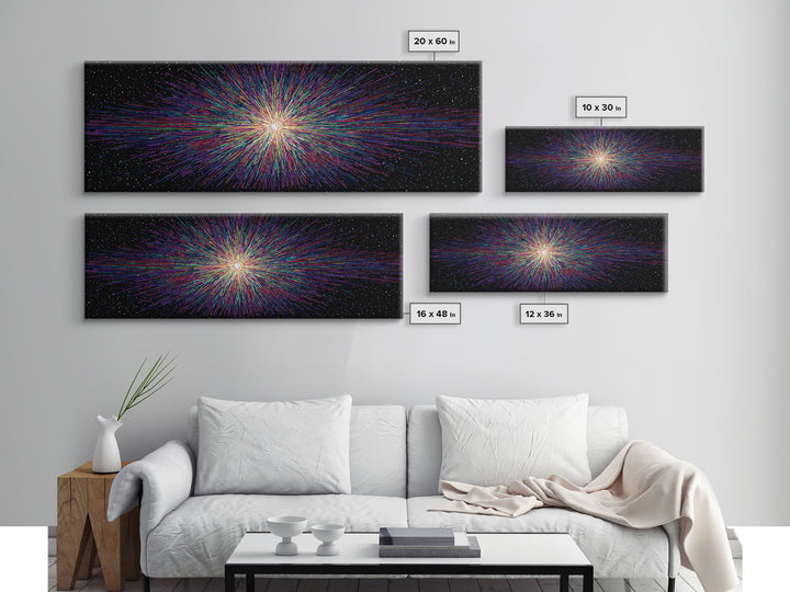Rainbow Particle Starburst Wall Art, Bright Abstract Art, Modern Digital Art Print, Colorful Poster, Retro Sci Fi Space Decor