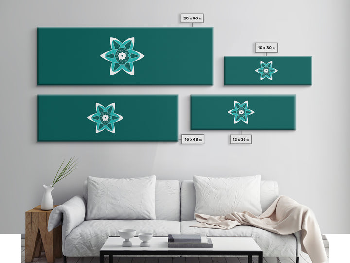 Minimal Teal Atomic Flower Wall Art, Mid Century Modern Abstract Art, MCM Wall Decor, Space Abstract Art, Digital Art Print