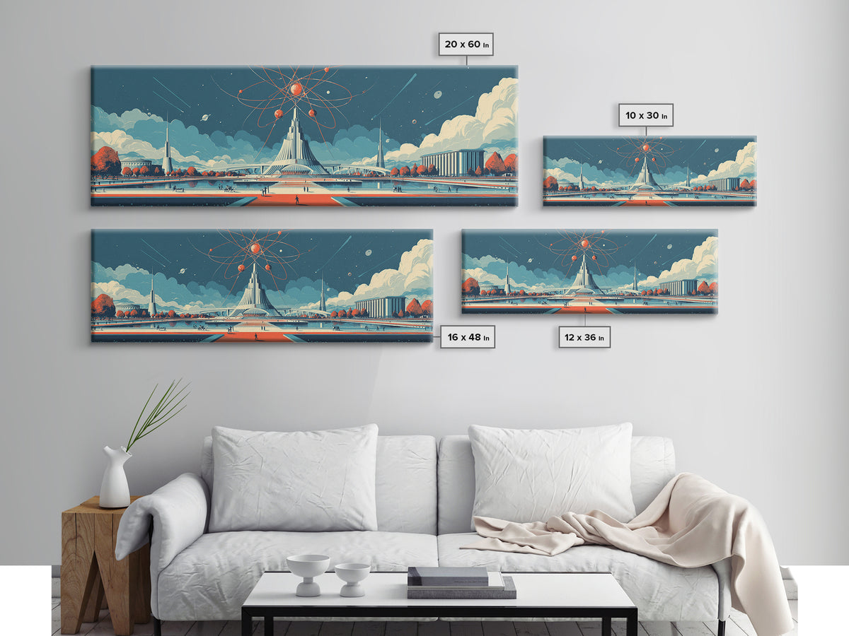 Atomic Expo Pavilion Wall Art, Midcentury Modern Art Print, Retro Futurist Architecture Poster, Space Age Office Decor Gift