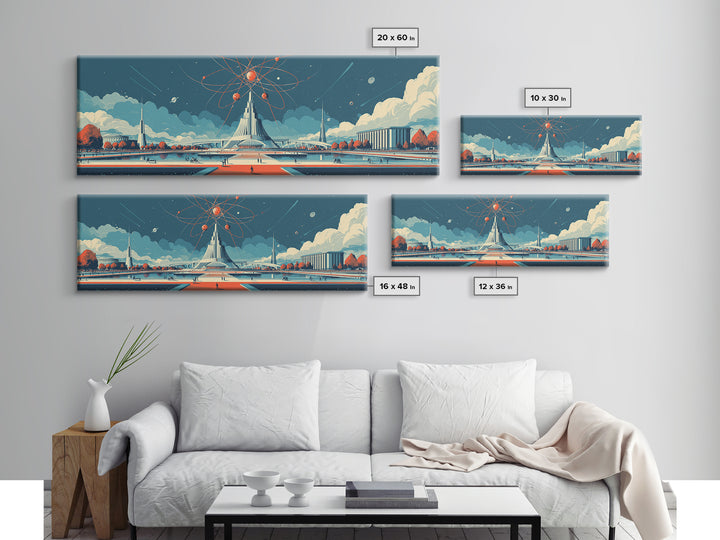 Atomic Expo Pavilion Wall Art, Midcentury Modern Art Print, Retro Futurist Architecture Poster, Space Age Office Decor Gift
