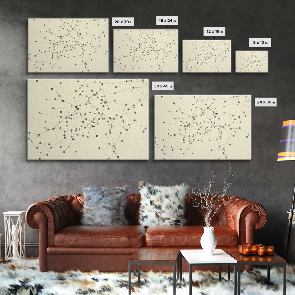 Minimal Network Dots And Lines Wall Art, Geometric Abstract Print, Modern Minimalist Decor, Science Poster, Office Wall Decor