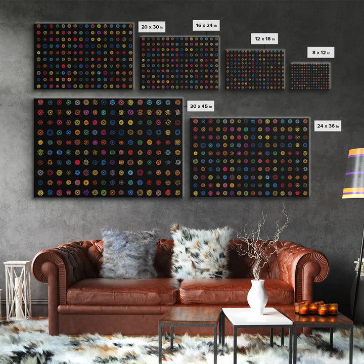 Colorful Atomic Starburst Grid Wall Art, Midcentury Modern Print, Retro Pattern Poster, Groovy MCM Home Decor Canvas Print