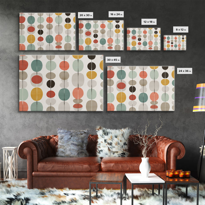 Pastel Circle Garland Pattern Canvas Print, Midcentury Modern Art, Geometric Wall Art, MCM Wall Decor, Retro Home Decor Print