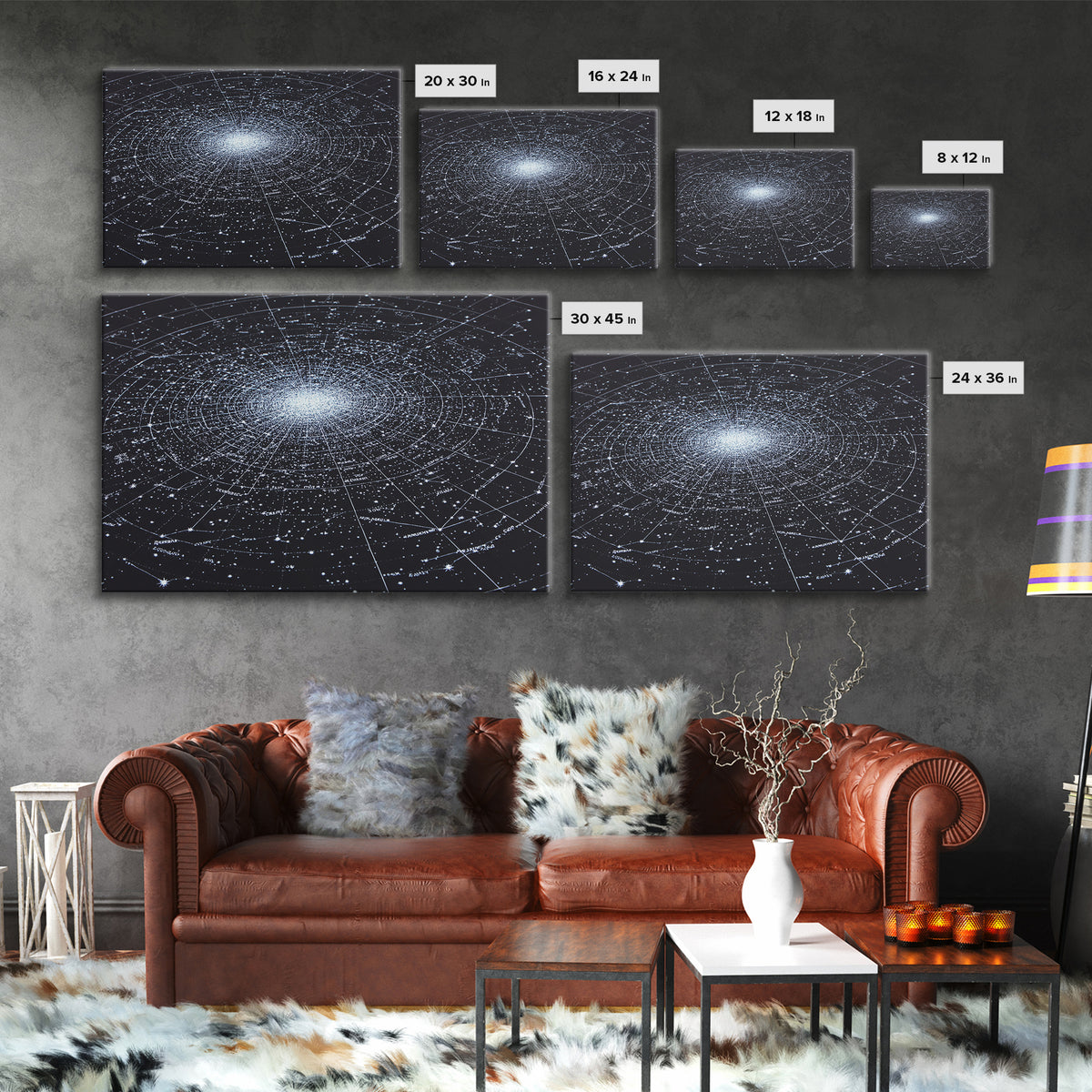 Radiant Galaxy Star Chart Wall Art, Deep Navy Constellation Map, Cosmic Astronomy Poster, Modern Space Decor Print For Bedroom