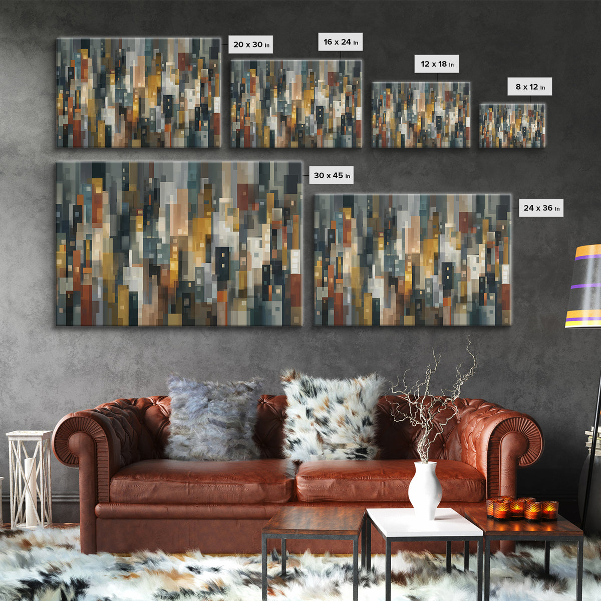 Moody Abstract City Skyline Wall Art, Modern Urban Decor, Geometric Cityscape Print, Home Office Art, Contemporary Poster