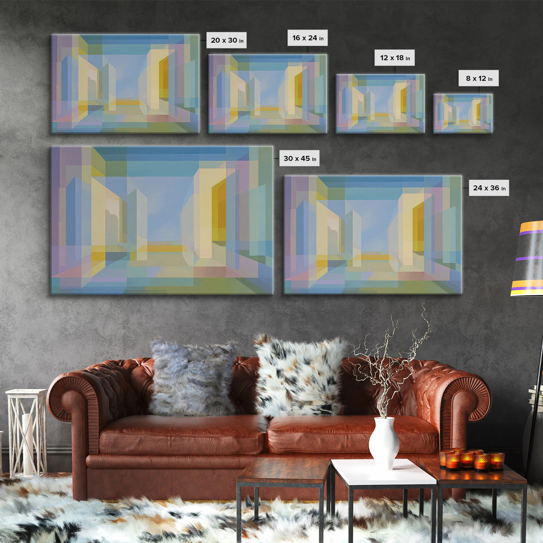Pastel Geometric Atrium Wall Art, Scandinavian Modern, Minimalist Wall Art, Abstract Decor Art, Modern Home Decor, Office Decor