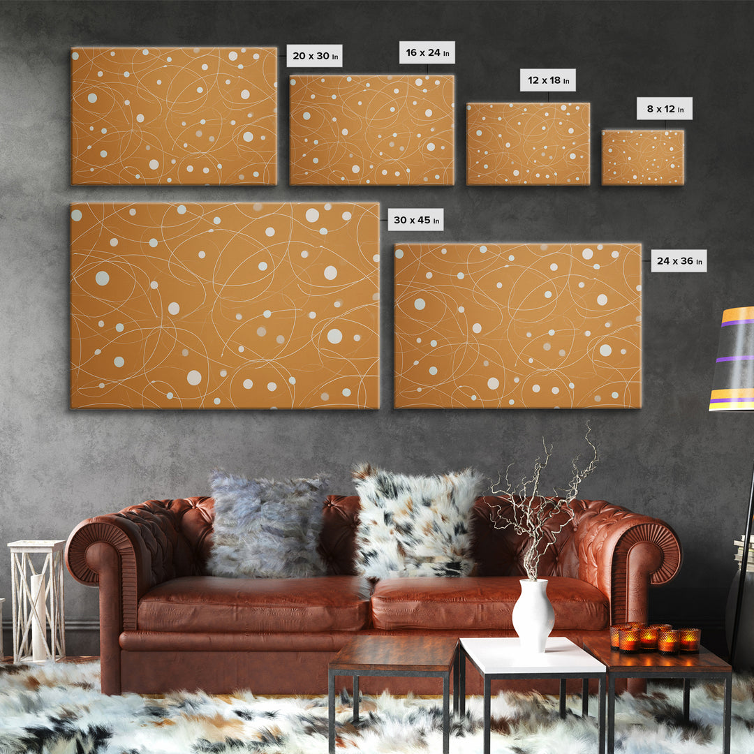 Burnt Orange Orbit Line Wall Art, Midcentury Modern Abstract Print, Minimal Atomic Pattern, Neutral Geometric Office Decor