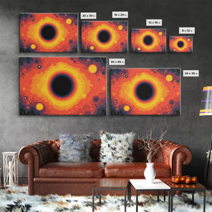Fiery Black Hole Eclipse Wall Art, Modern Abstract Art Print, Orange Space Poster, Cosmic Galaxy Decor For Living Room Decor