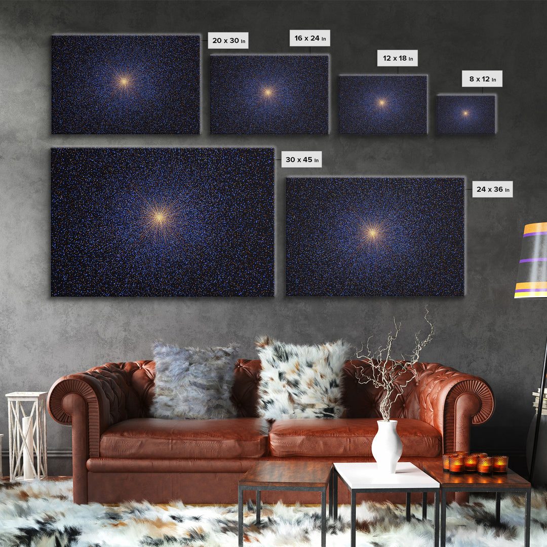 Radiant Blue Orange Starburst Wall Art, Midcentury Modern Abstract Art Print, Cosmic Retro Decor, Modern Home Decor, Bedroom Decor