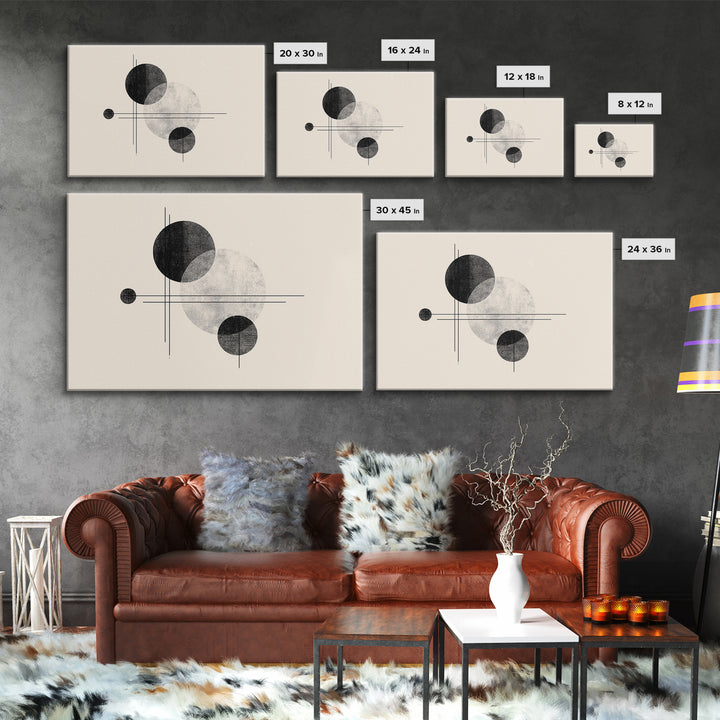 Black White Textured Circle Lines Wall Art, Midcentury Modern Art Print, Minimalist Geometric Abstract Decor, Neutral Poster