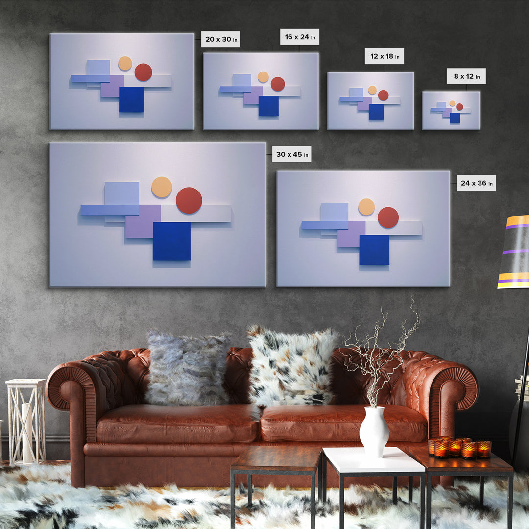 Pastel Blue Red Yellow Blocks Wall Art, Midcentury Modern Art Print, Bauhaus Geometric Abstract Decor, Colorful MCM Poster