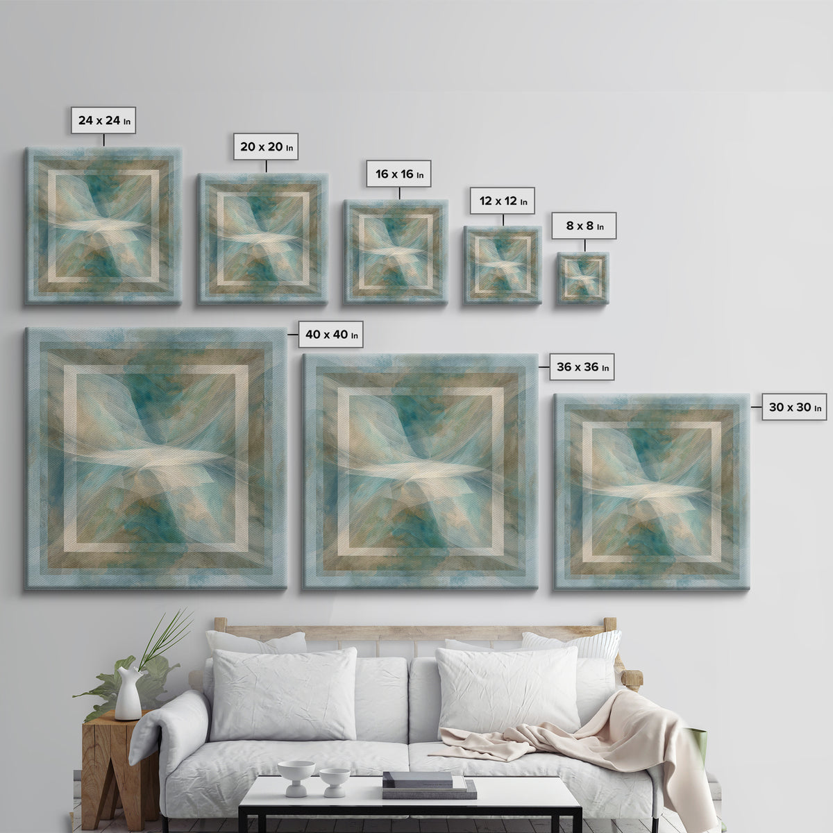 Abstract Breath Waves Canvas Print, Meditation Art, Hanging Wall Art, Living Room Decor, Abstract Art, Stillness, MED-1x1-30