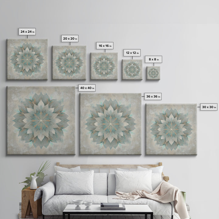 Sacred Geometry Lotus Framed Canvas Print, Meditation Art, Contemporary Art, Living Room Decor, Stillness, Modern Decor, MED-1x1-39
