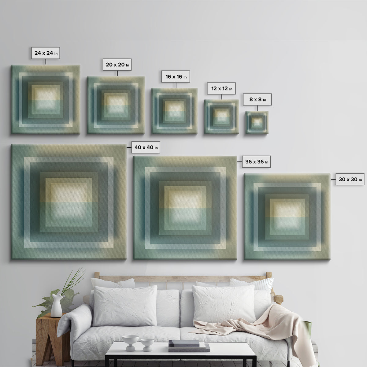 Soft Chakra Color Gradient Without Symbols Overload Canvas Print, Meditation Art, Psychedelic Art, Living Room Decor, Stillness, MED-1x1-58