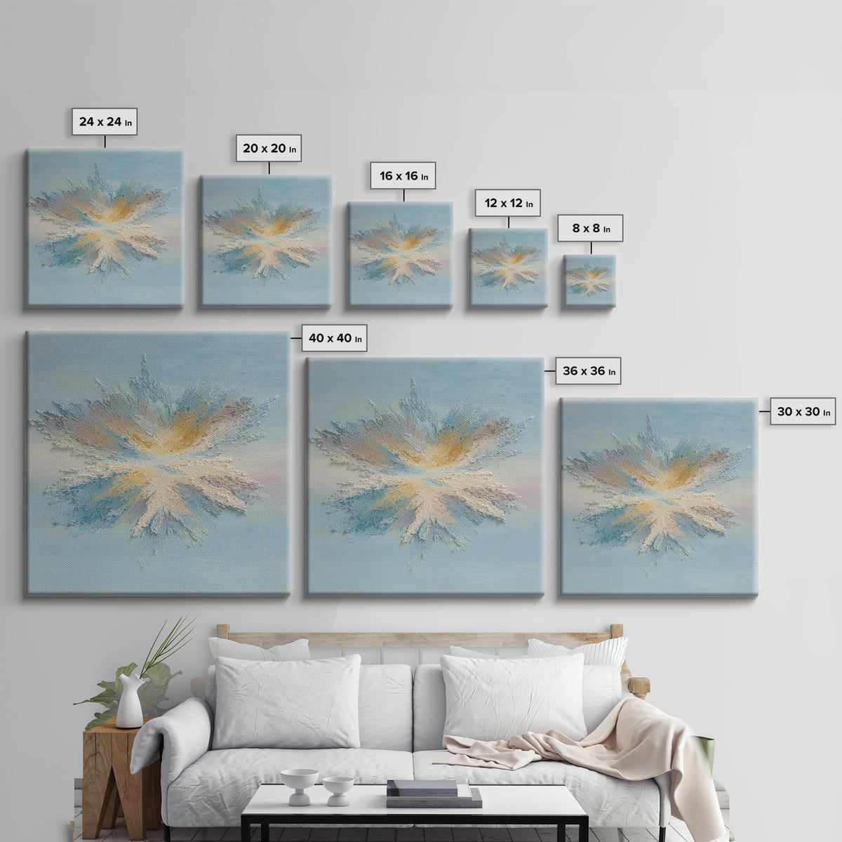 Abstract Breath Waves Framed Canvas Print, Meditation Art, Spiritual Wall Art, Living Room Decor, Abstract Art, Stillness, MED-1x1-6