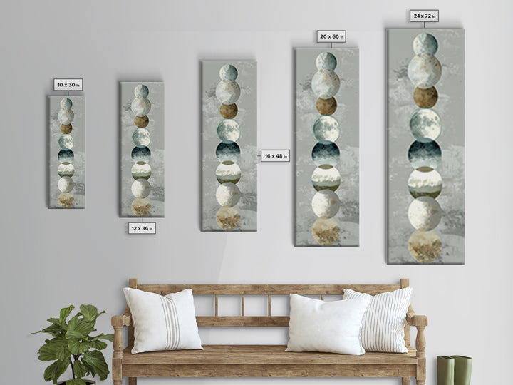 Moon Phases over a Quiet Desert Canvas Print, Meditation Art, Luxury Decor, Living Room Decor, Fine Art, Stillness, Canvas Art, MED-1x3-21