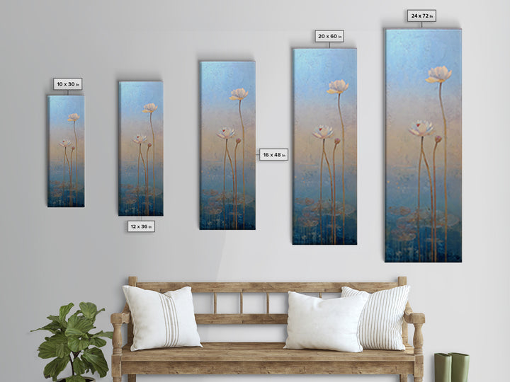 Lotus Flower Glowing Canvas Print, Meditation Art, Abstract Wall Art, Living Room Decor, Watercolor Art, Stillness, MED-1x3-85