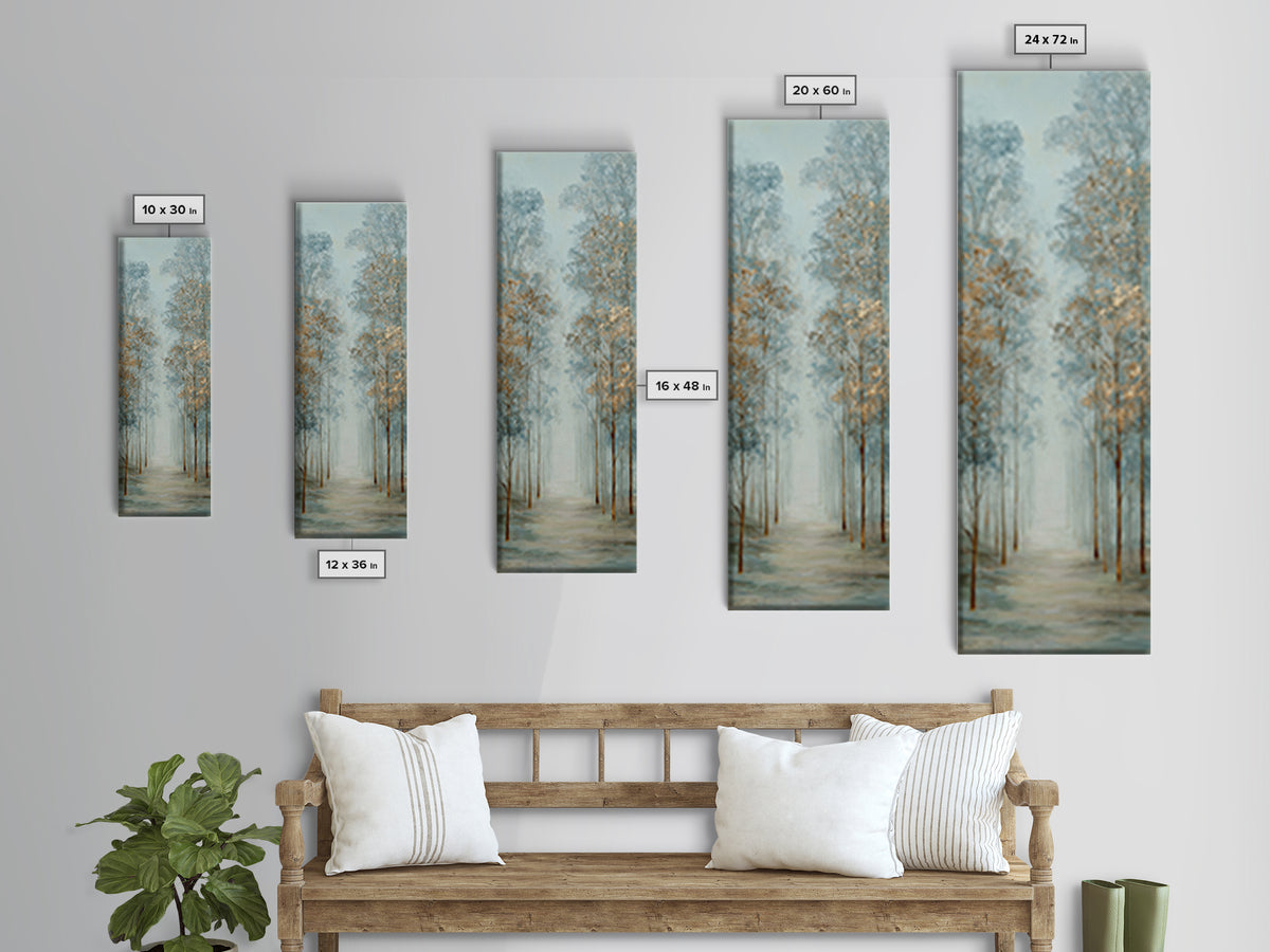 Misty Forest Path Canvas Print, Meditation Art, Boho Decor, Living Room Decor, Fine Art, Stillness, Original Art, Abstract Art, MED-1x3-97