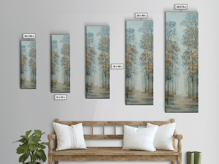 Misty Forest Path Canvas Print, Meditation Art, Boho Decor, Living Room Decor, Fine Art, Stillness, Original Art, Abstract Art, MED-1x3-97