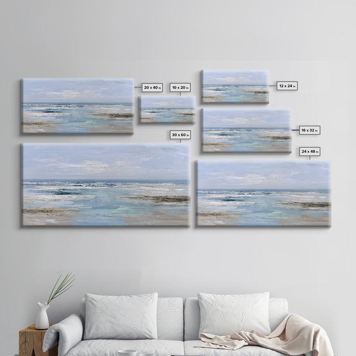 Ocean Horizon with Meditative Stillness Framed Canvas Print, Meditation Art, Luxury Decor, Living Room Decor, Stillness, MED-2x1-14