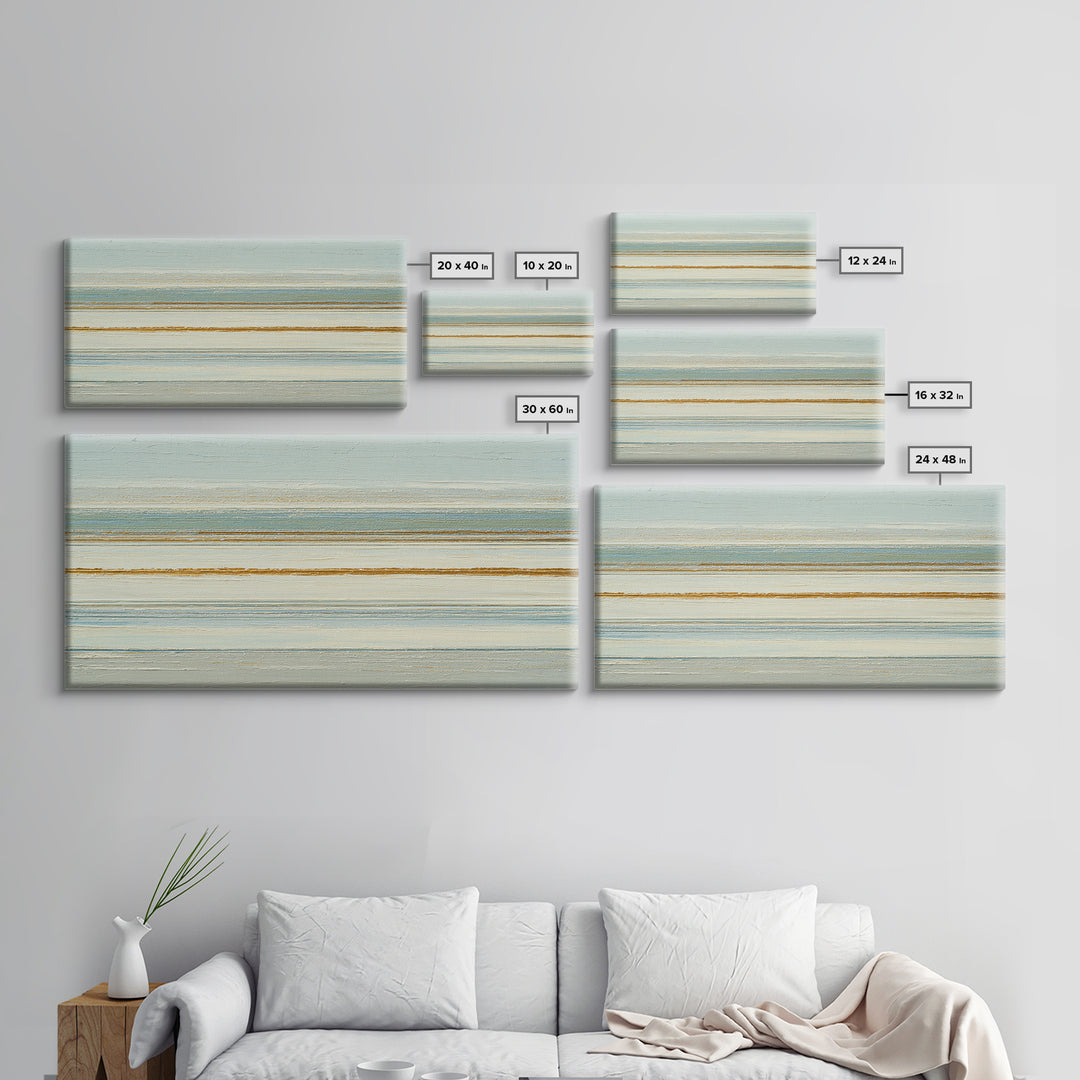 Sand Garden Lines as Minimalist Pattern Framed Canvas Print, Meditation Art, Living Room Decor, Oil Painting, Stillness, MED-2x1-43