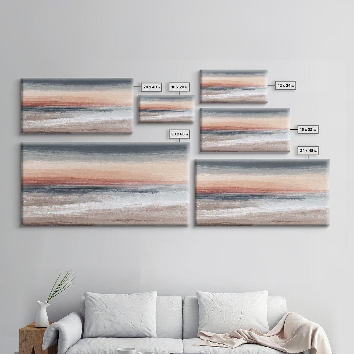 Soft Chakra Color Gradient Without Symbols Overload Canvas Print, Meditation Art, Art Deco, Living Room Decor, Stillness, MED-2x1-54
