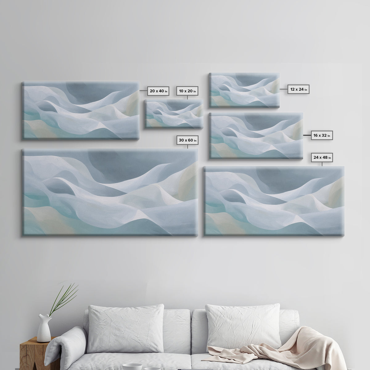 Abstract Breath Waves Canvas Print, Meditation Art, Printable Art, Living Room Decor, Abstract Art, Stillness, Minimalist Art, MED-2x1-74