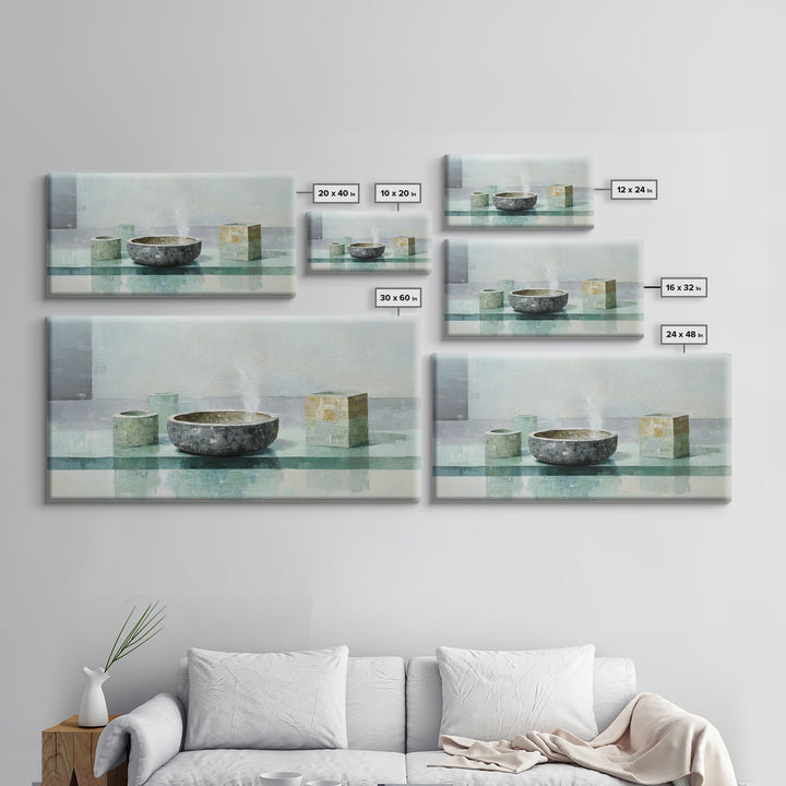 Tea Bowl and Steam Canvas Print, Meditation Art, Living Room Art, Living Room Decor, Fine Art, Stillness, Psychedelic Art, MED-2x1-89