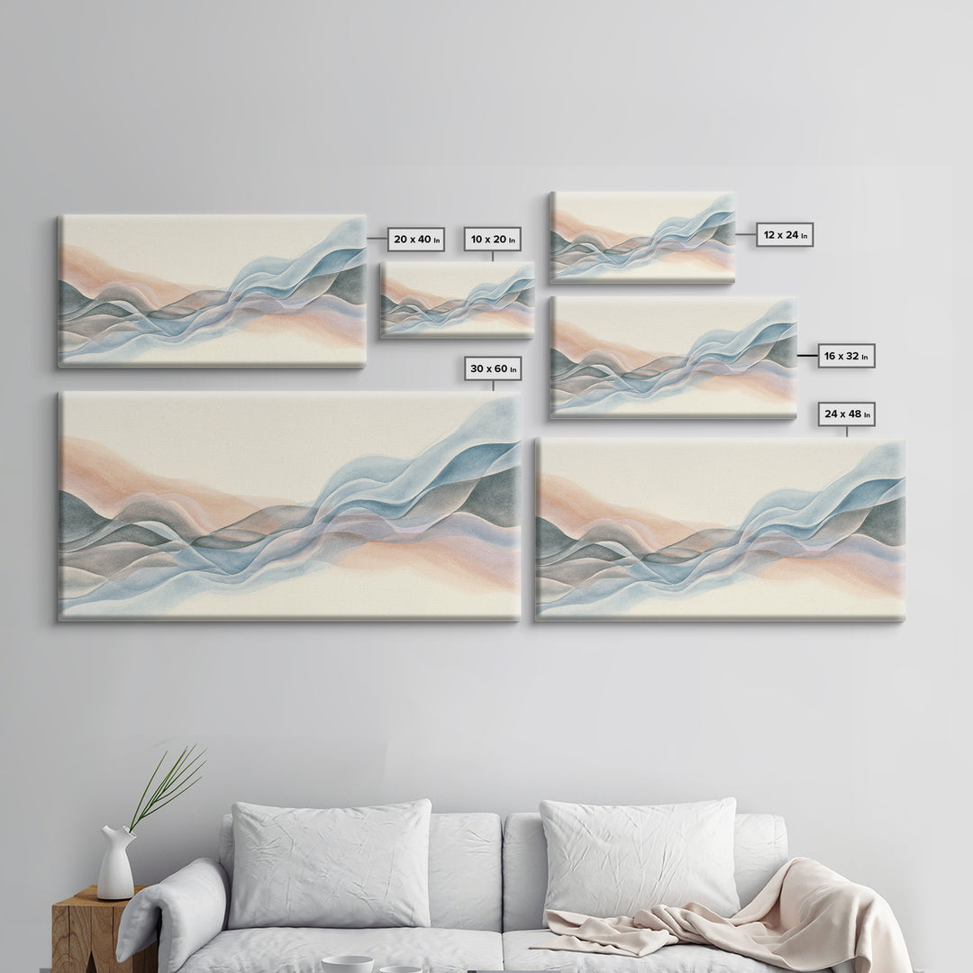 Abstract Breath Waves Canvas Print, Meditation Art, Printable Art, Living Room Decor, Abstract Art, Stillness, Minimalist Art, MED-2x1-98