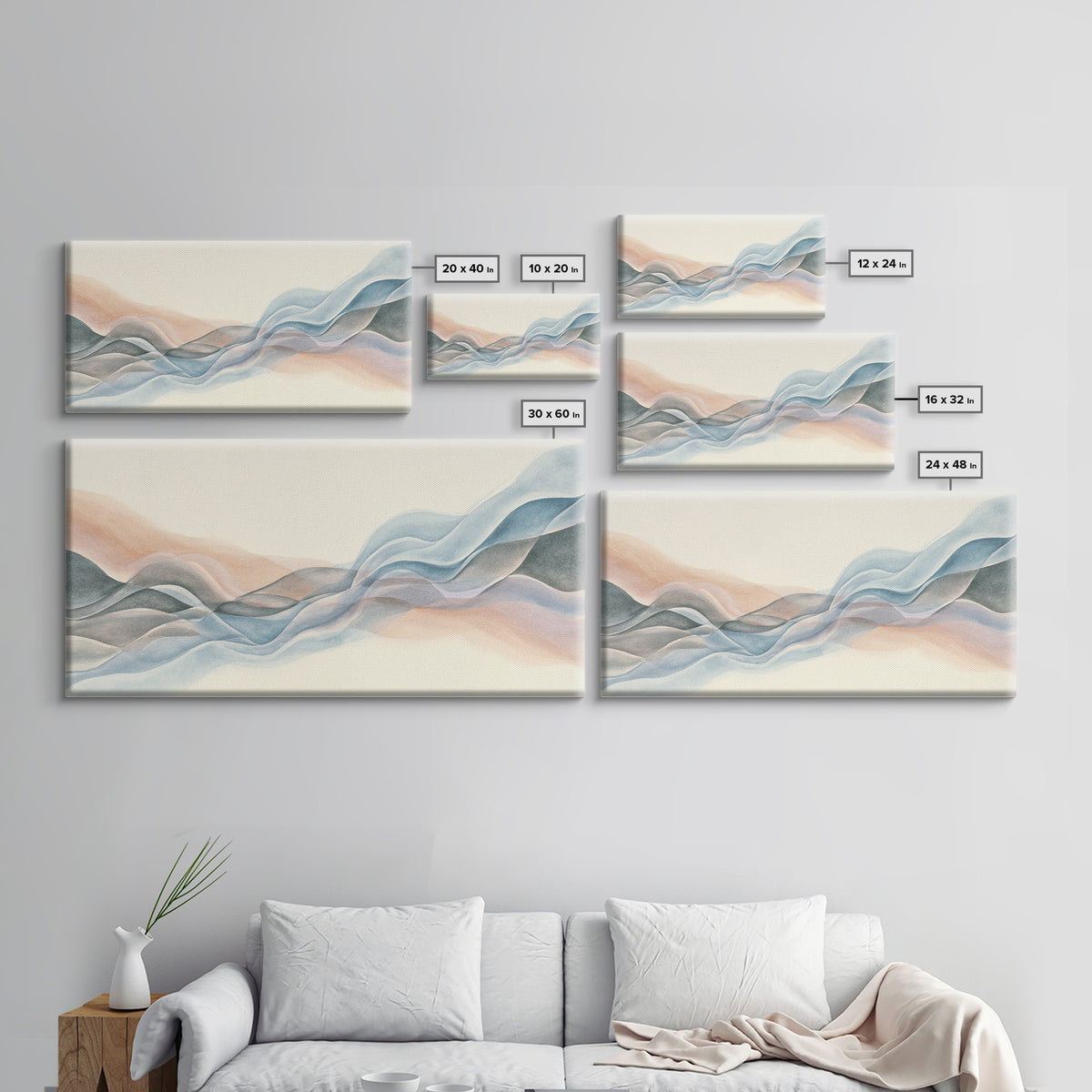 Abstract Breath Waves Canvas Print, Meditation Art, Printable Art, Living Room Decor, Abstract Art, Stillness, Minimalist Art, MED-2x1-98