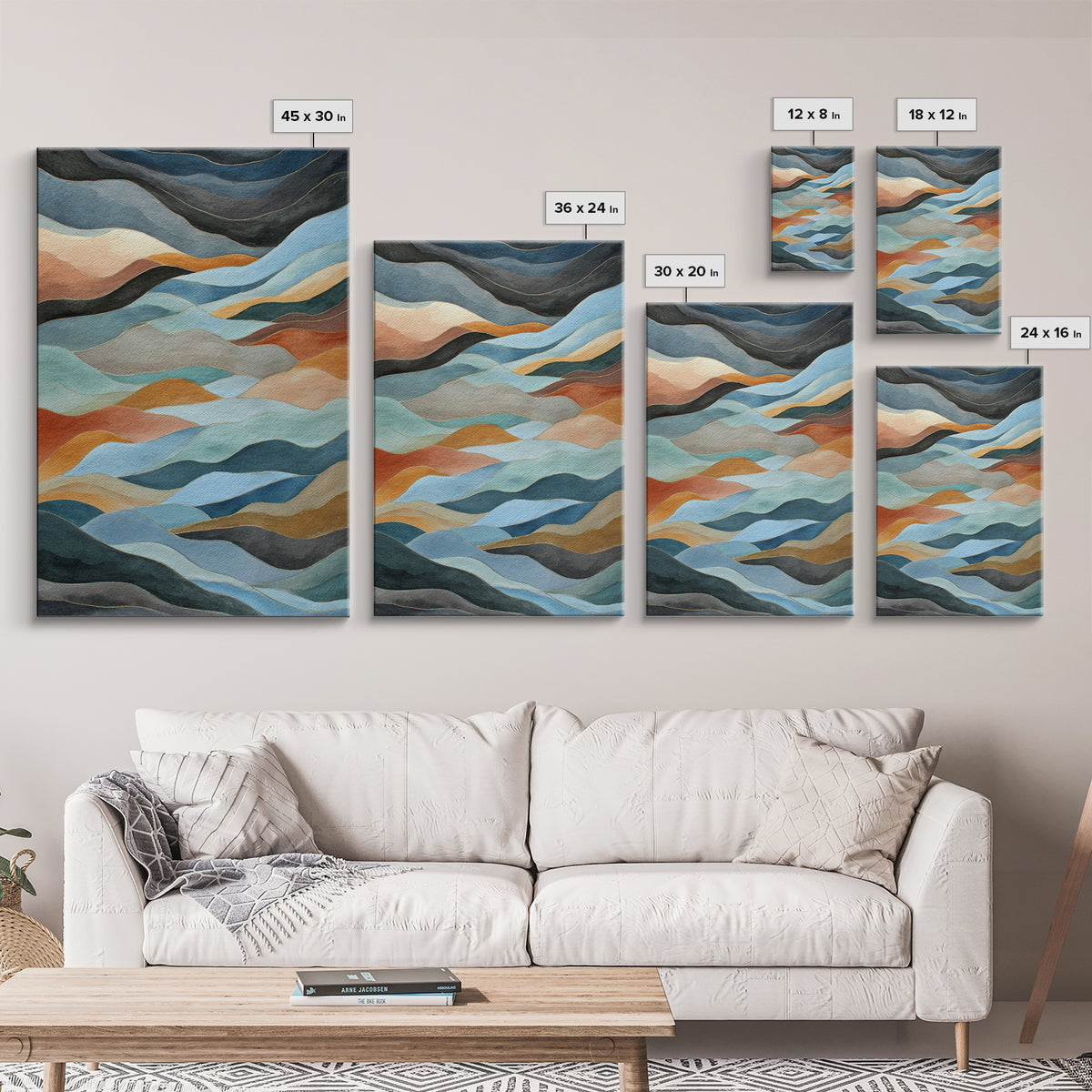 Abstract Breath Waves Canvas Print, Meditation Art, Modern Wall Art, Living Room Decor, Fine Art, Stillness, Buddha Wall Art, MED-2x3-86