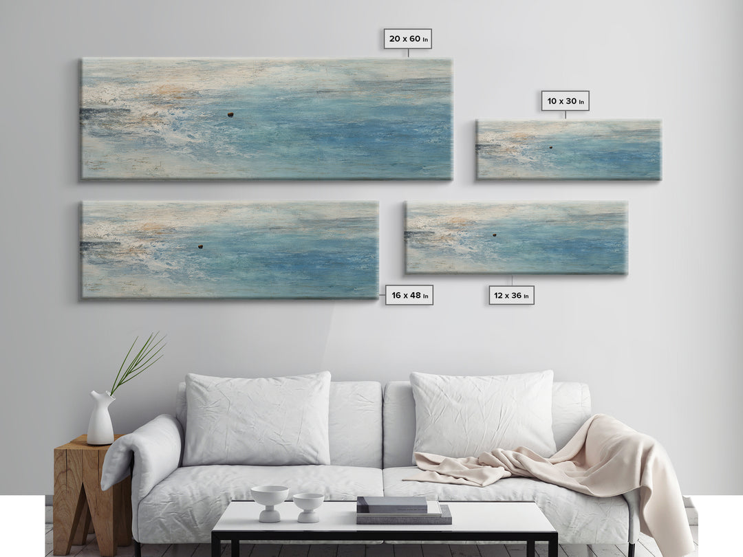 Ocean Horizon with Meditative Stillness Canvas Print, Meditation Art, Modern Wall Art, Living Room Decor, Fine Art, Stillness, MED-3x1-34