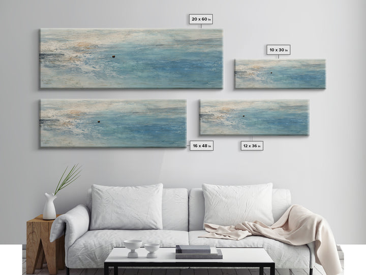 Ocean Horizon with Meditative Stillness Canvas Print, Meditation Art, Modern Wall Art, Living Room Decor, Fine Art, Stillness, MED-3x1-34