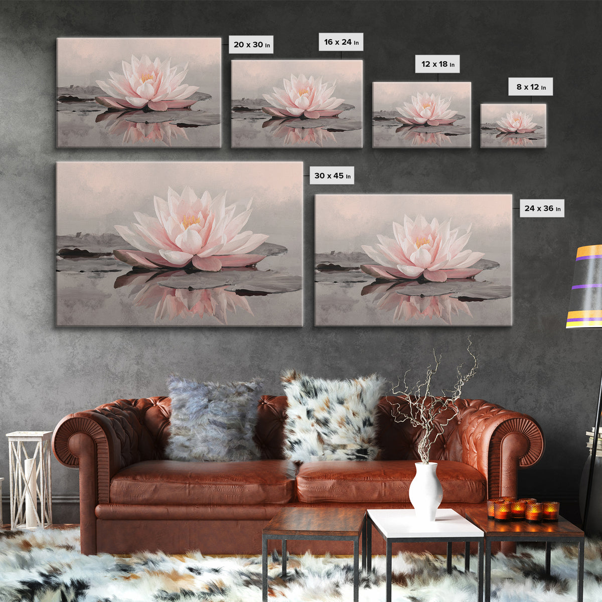 Lotus Flower Glowing Framed Canvas Print, Meditation Art, Art Print, Living Room Decor, Watercolor Art, Stillness, MED-3x2-77