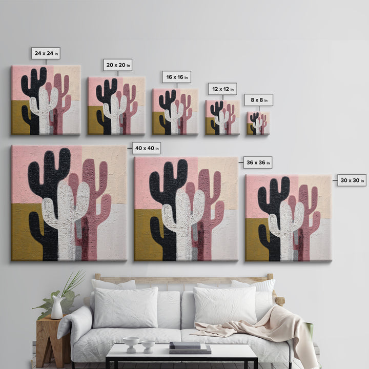 Black and White Cactus Silhouette Canvas Print, Minimalist Art, Minimalist, Living Room Decor, Fine Art, Minimal, Black Art, MIN-1x1-20