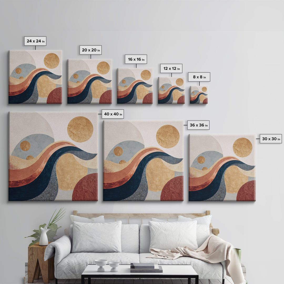 Minimal Abstract Wave Line Framed Canvas Print, Minimalist Art, Boho Decor, Living Room Decor, Minimal, Digital Prints, MIN-1x1-37