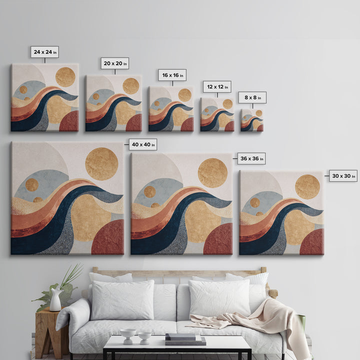Minimal Abstract Wave Line Framed Canvas Print, Minimalist Art, Boho Decor, Living Room Decor, Minimal, Digital Prints, MIN-1x1-37