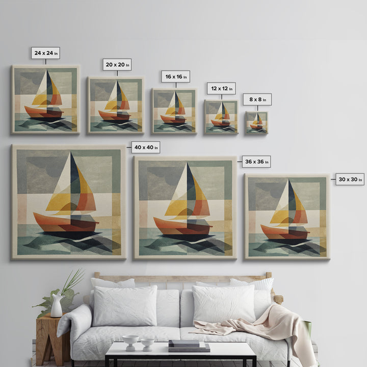 Tiny Sailboat under Open Sky Framed Canvas Print, Minimalist Art, Gallery Decor, Living Room Decor, Fine Art, Minimal, MIN-1x1-38
