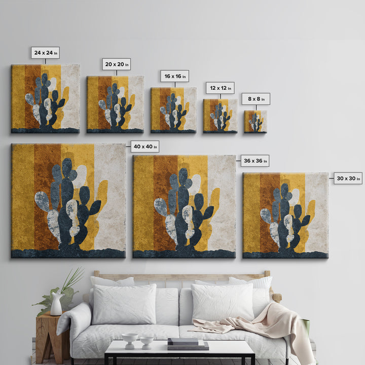 Black and White Cactus Silhouette Framed Canvas Print, Minimalist Art, Digital Wall Art, Living Room Decor, Fine Art, Minimal, MIN-1x1-44