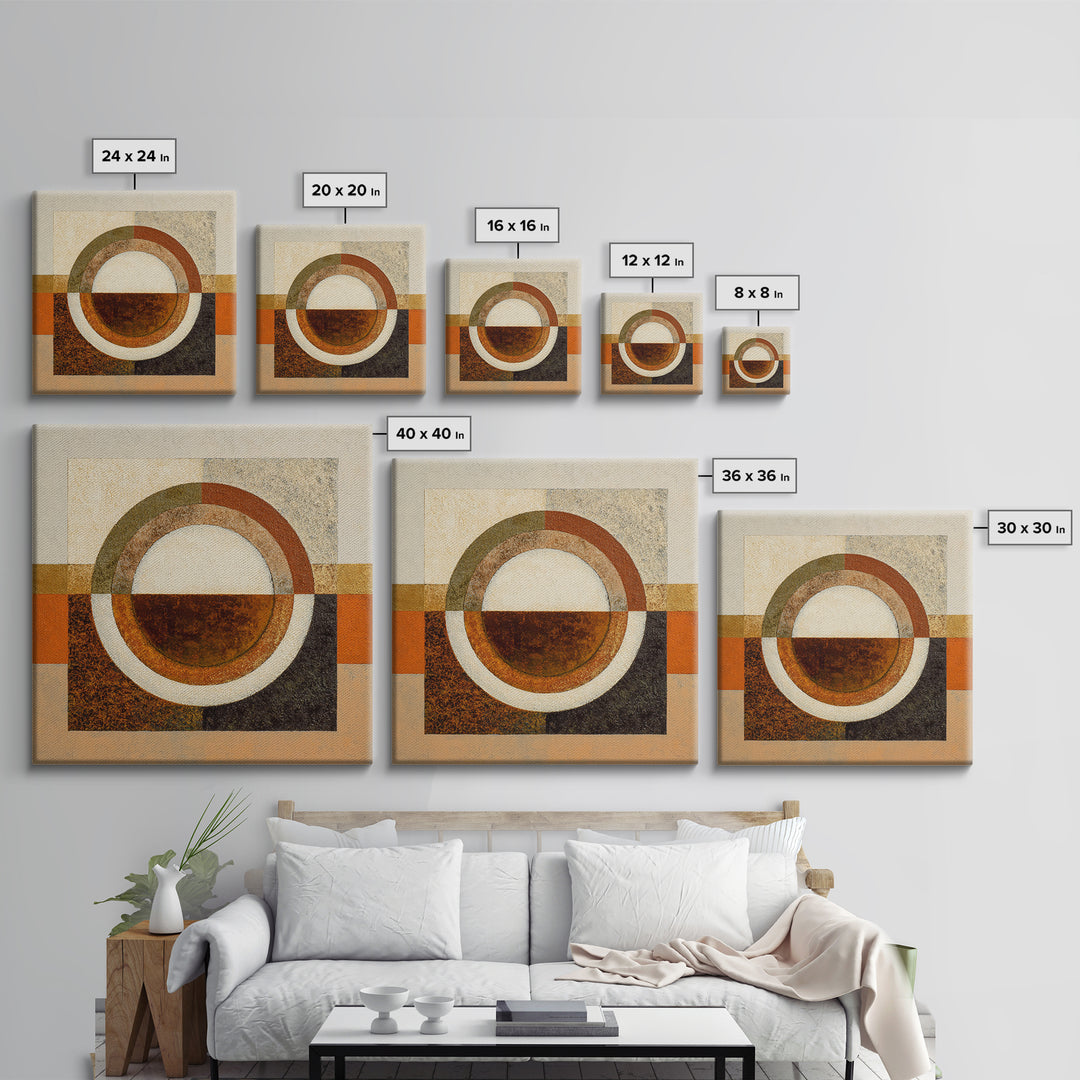 Single Brushstroke Circle Framed Canvas Print, Minimalist Art, Abstract Painting, Living Room Decor, Fine Art, Minimal, MIN-1x1-46