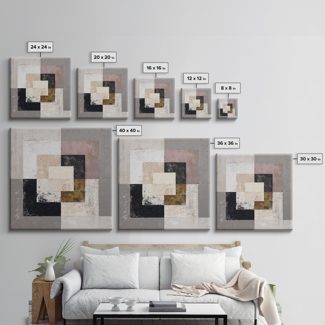 Calm Rectangle Composition Framed Canvas Print, Minimalist Art, Art, Living Room Decor, Fine Art, Minimal, Canvas Tote Bag, MIN-1x1-48