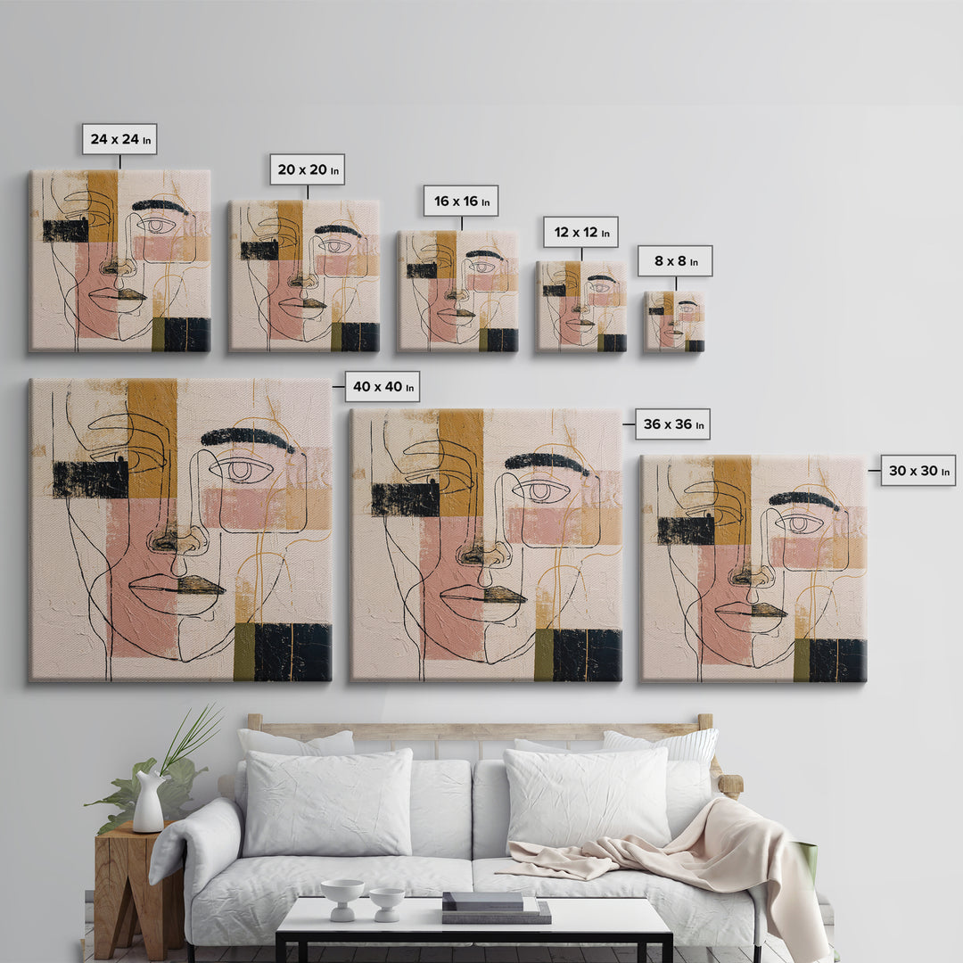 Single Continuous Line Female Face Canvas Print, Minimalist Art, Fine Art Print, Living Room Decor, Oil Painting, Minimal, MIN-1x1-5