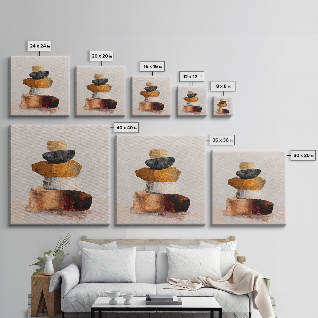 Quiet Stone Stack Canvas Print, Minimalist Art, Gallery Decor, Living Room Decor, Fine Art, Minimal, Wall Art, Home Decor, MIN-1x1-59