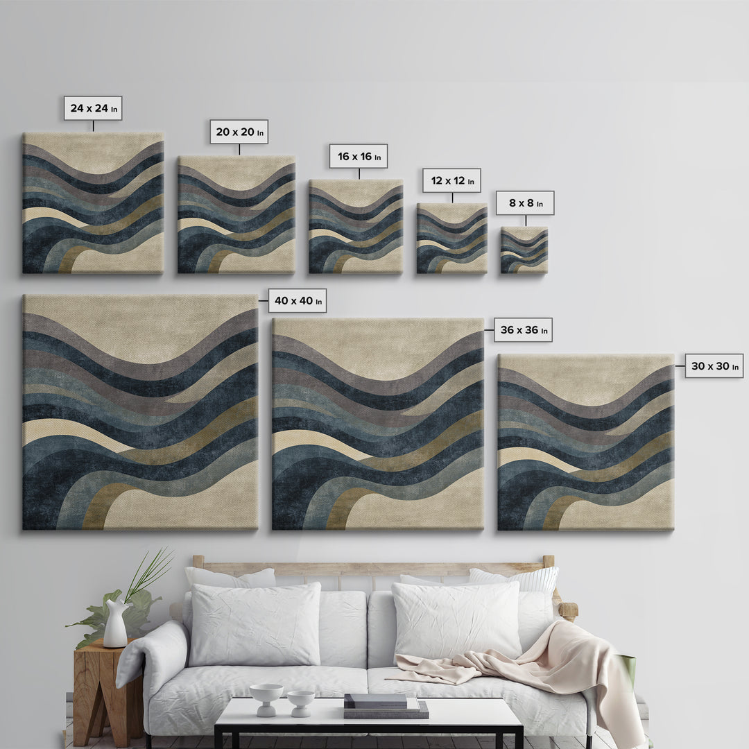 Minimal Abstract Wave Line Framed Canvas Print, Minimalist Art, Boho Decor, Living Room Decor, Minimal, Digital Prints, MIN-1x1-61