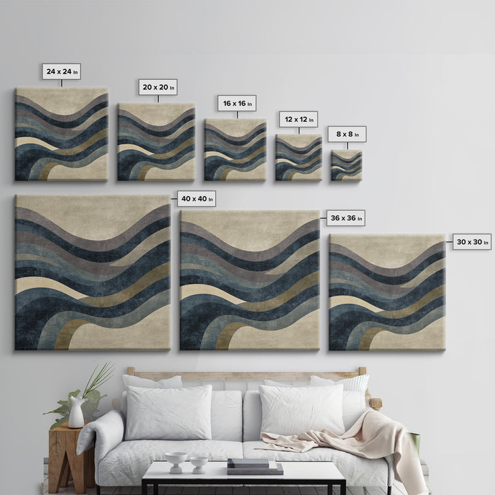 Minimal Abstract Wave Line Framed Canvas Print, Minimalist Art, Boho Decor, Living Room Decor, Minimal, Digital Prints, MIN-1x1-61