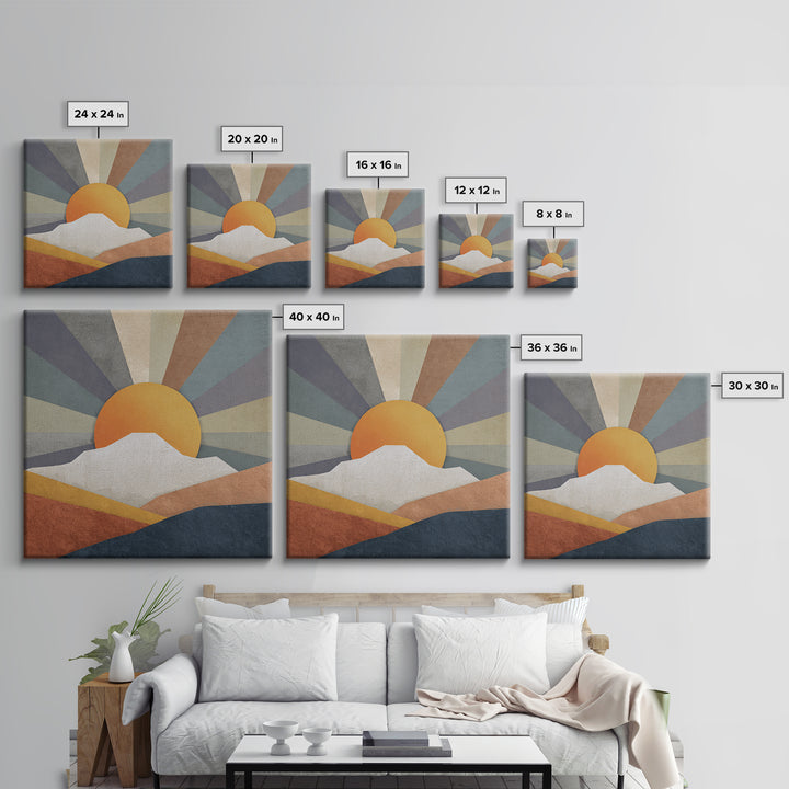 Simple Geometric Sun Framed Canvas Print, Minimalist Art, Neutral Decor, Living Room Decor, Fine Art, Minimal, Home Decor, MIN-1x1-63