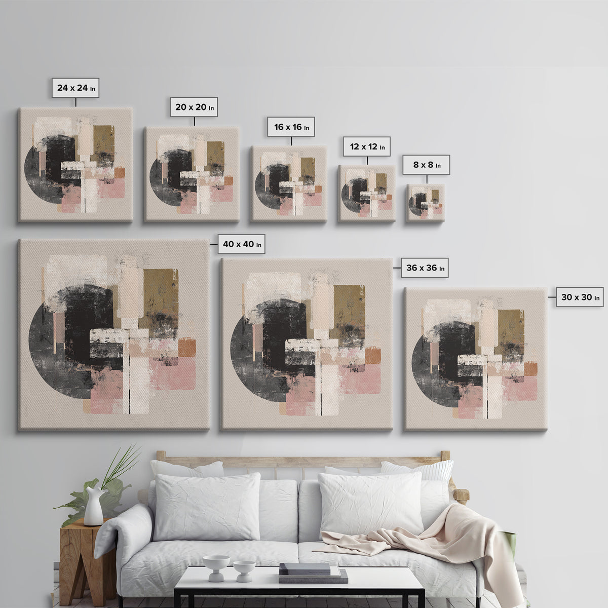 Two Overlapping Organic Shapes Framed Canvas Print, Minimalist Art, Modern Decor, Living Room Decor, Abstract Art, Minimal, MIN-1x1-67