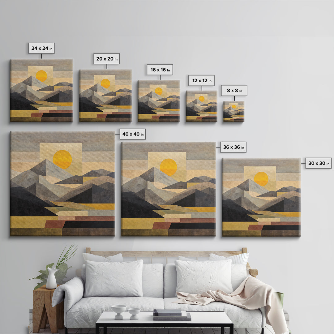 Thin Line Mountain Framed Canvas Print, Minimalist Art, Fine Art Print, Living Room Decor, Fine Art, Minimal, Wall Decor, MIN-1x1-74